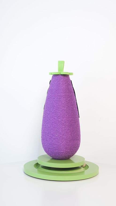Eggplant-Shaped Cat Scratching Post – Designer Vertical Sisal Toy – Modern Artistic Cat Furniture for Indoor Cats and Kittens