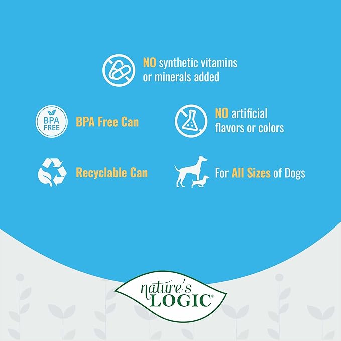 Nature's Logic Grain-Free Canned Dog Food - 95% Animal Proteins - 100% Natural Wet Dog Food Cans - No Common Allergens - All Life Stages - Ideal for Sensitive Dogs - Sardine (13.2 oz, 12 pack)
