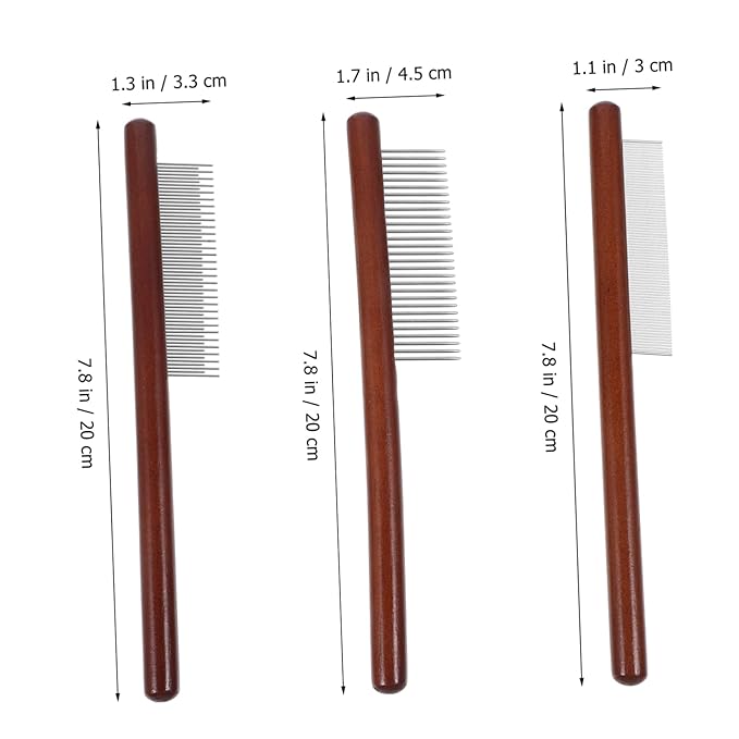 HANABASS 3pcs Long Short Teeth Pet Comb Cat Grooming Tool Tear Stain Brush for Indoor Cats