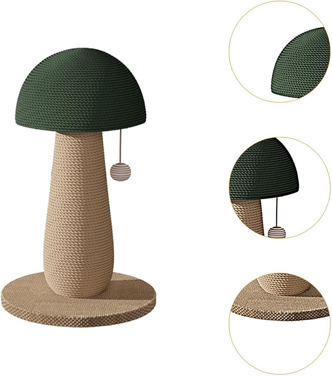 ing Posts, Cat Climbing Pole with Interactive Ball Toy, Grind Claw Cat Supplies Toy Cat Toy Sisal Rope Scratch Post, Mushroom, Green