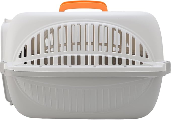 AYNEFY Dog Travel Supplies Easy to Assemble Portable Dog Carrier with Ample Space and Excellent Ventilation for Outdoor Travel and Vet Visits Plastic Pet Carrier (Grey)