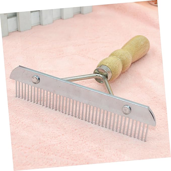 Toyvian Wooden Handle Pet for and Cats Stainless Steel Slicker Brush for Grooming Removes Tangles and Loose Stimulates Skin and Fur for Puppies and Kittens