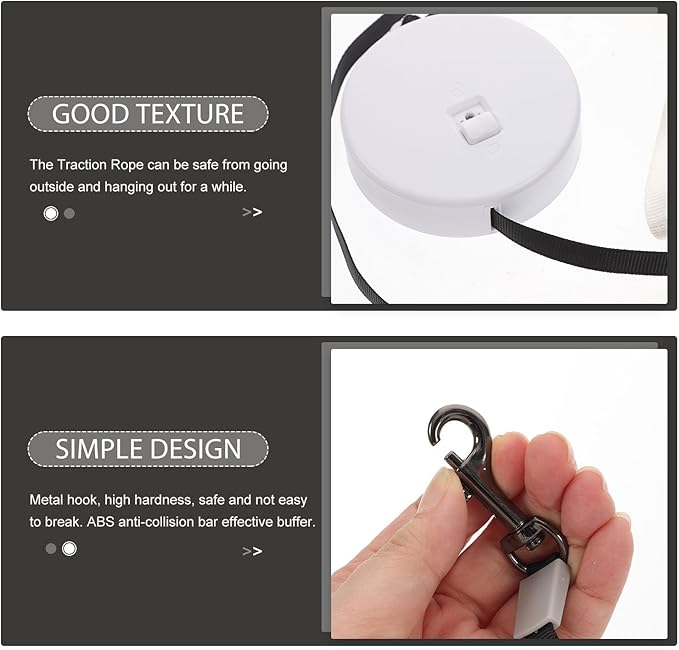 Garneck Retractable Dog Leash 3 Meter Length Adjustable Rope Leash for Small and Large Dogs Outdoor Walking Pet Supplies White Round Handle Random Color