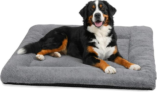 Dog Crate Pad 48 Inch, Washable Plush Kennel Mat for XXL Dogs, Anti-Slip Cushioned Pad for Wire and Metal Crates, Indoor, Travel and Training Use, Dark Grey