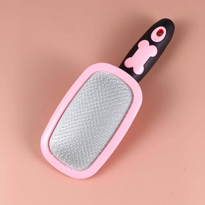ERINGOGO Pet Grooming Comb 360° Rotatable Massage Brush Large Size Pink with Dots for Dog and Cat Shedding and Cleaning