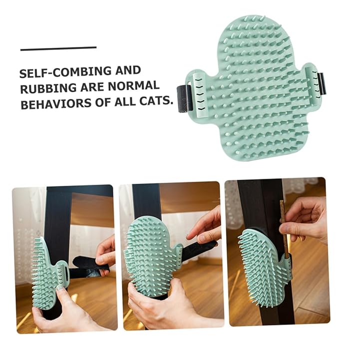 Cat Corner Massage Comb Rubber Bristles Self Grooming Wall-mounted Pet Brush Practical Green Cat Grooming Tool Random Color