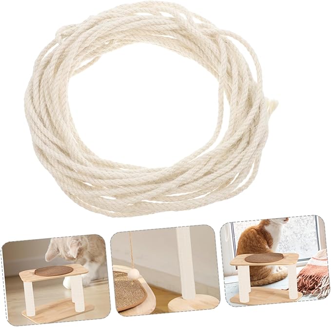 Mikikit Cat Tree Natural Sisal Rope Cat Climbing Tower Multi-Platform Design and Scratching Post Rope Sisal Twine