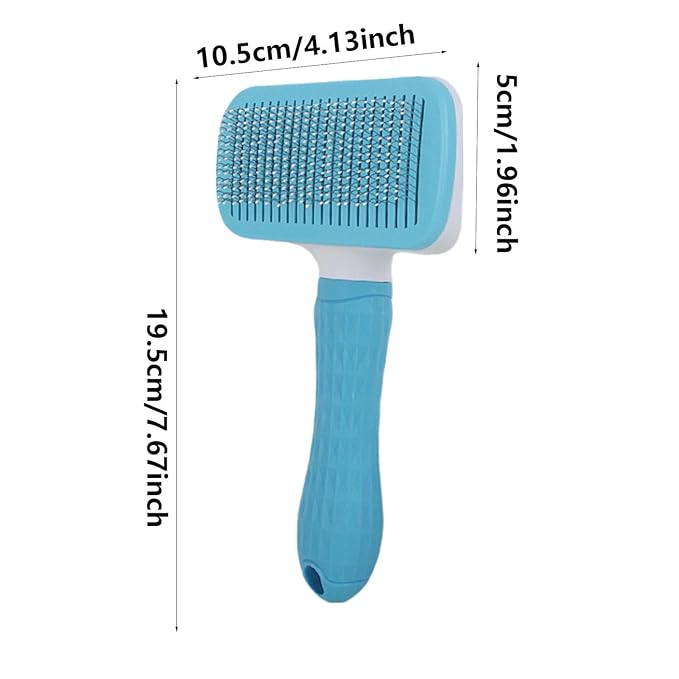Cat Grooming Brush - 6 inch Self-Cleaning Slicker Comb for Dogs, Cats with Shedding and Massage Function, Undercoat Remover for Loose, Soft Grip Handle, Pet Care Grooming Tool