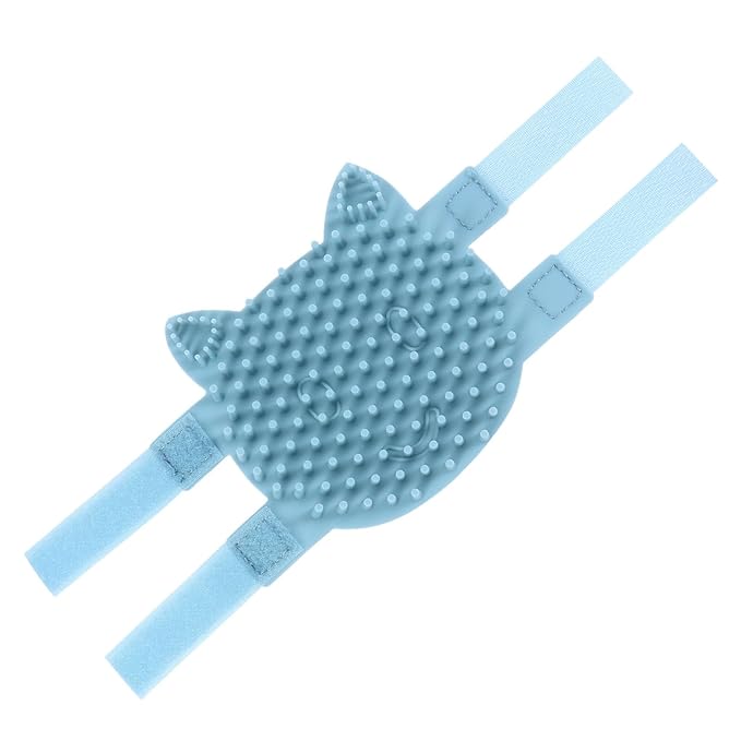 Silicone Cat Grooming Wall Brush with Massage Function, Small Light Green Corner Self- Pet Hair Removal Comb for Wet and Dry Use