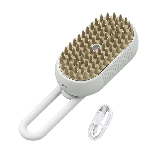 4 in 1 Cat Steam Brush for Shedding, Rechargeable Steam Brush for Cats and Dogs, Anti-Static Steam Pet Brushes, Massage, Cleaning, Shedding & Combing All In One (White)
