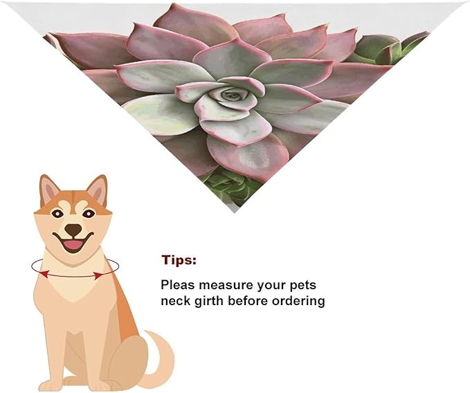 Dog Bandana Spring Pet Scarf Adjustable Triangle Succulent Botanical Printing Dog Bib Washable Polyester Puppy Bandana for Small Medium Large Dogs Cat Birthday Party Supplies