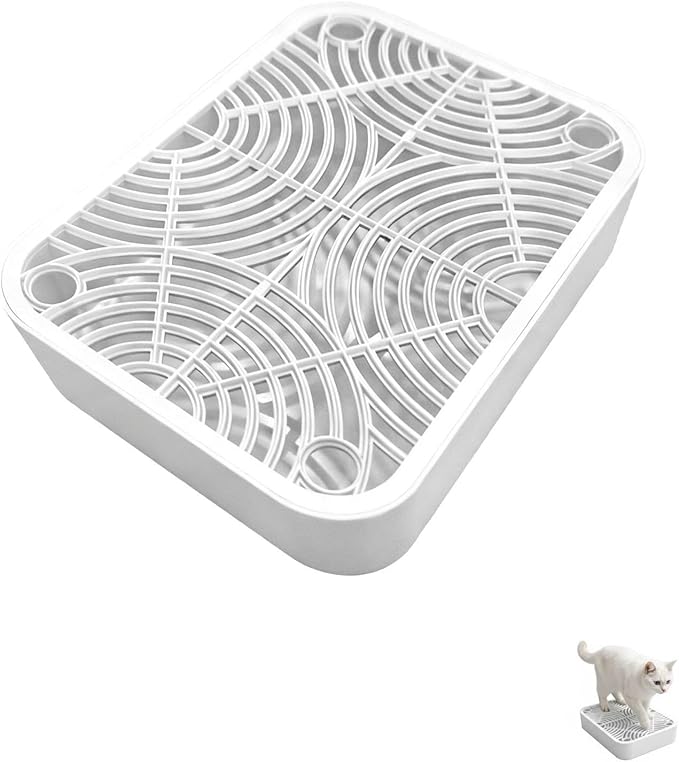 2 in Cat Litter Box Ramp with Filter, 11.8 X 9.8 in, Prevents Litter Dispersion, Cleans Paws, White