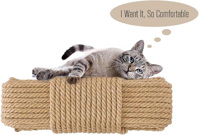 Aoneky Replacement Cat Scratching Post Sisal Rope - Hemp Rope for Cat Tree and Tower (5/16'' 66 Ft)