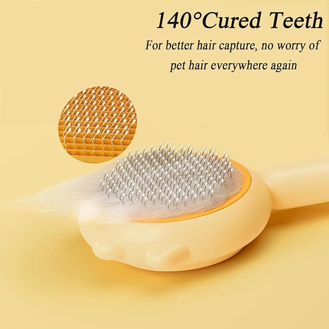 Cat Hair Brush, Cat Brush with Release Button, Self Cleaning Slicker Brush for Shedding, Pet Hair Cleaner Brush for Cats or Dogs, Magic Pet Combs Dogs Grooming Brush (Purple)