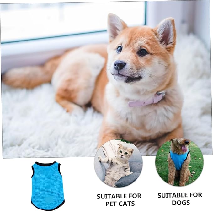 Pet Dog Cooling Vest Breathable Sleeveless Mesh Shirt Blue M Summer Cooling Clothes Puppy Summer Costume Pet Supplies