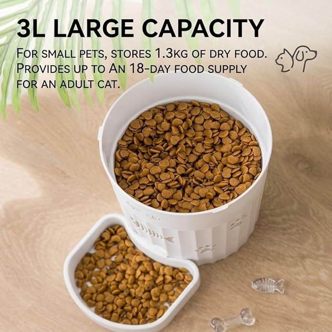 3L Automatic Pet Feeder for Small Dogs and Cats, Smart Wi-Fi Enabled Timed Dog Food Dispenser with Clog-Free Wide Output, Dual Power Supply,Pet feede Automatic (White (Video Version))