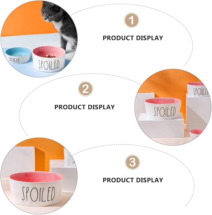 VOSAREA Pet Ceramic Bowl Small Pink Cat Feeder Bowl Dog Food Container Pet Supply for Feeding and Watering