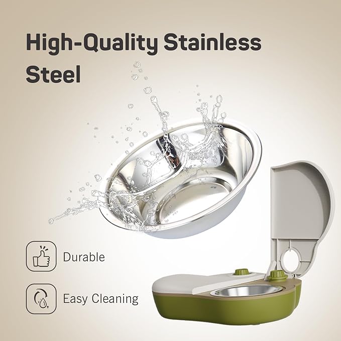 Plike 2-Meal Automatic Pet Feeder, 48H Timed Wet Food Refrigerated Dispenser, Includes 2 Ice Packs and Stainless Steel Pet Bowl, Ideal for Wet Food, Yogurt & Canned Meals – for Cats & Small Dogs
