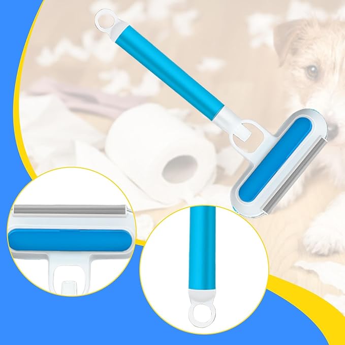 Pet Hair Removal Brush Glass Washable 3 in 1 Lightweight Cat Hair Remover Grooming Brush for Indoor Bedding Doors, Blue
