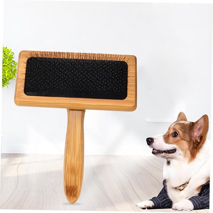 KESYOO Bamboo Needle Comb Dog Grooming Supplies Pet Hair Comb Ergonomic Grip Brush
