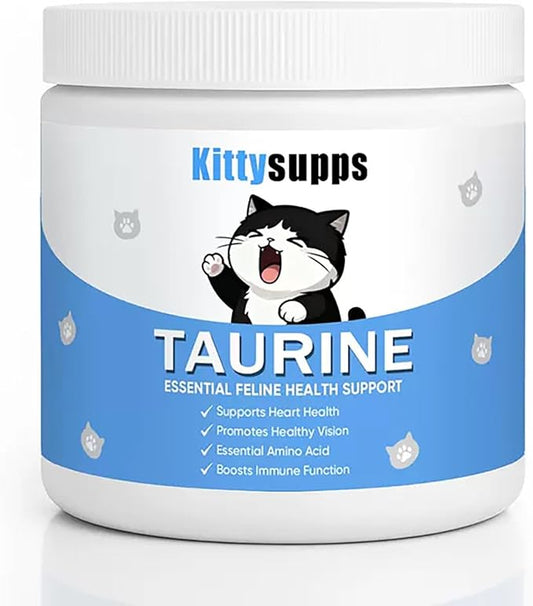 Kittysupps Taurine Powder for Cats, Kitty Supps Taurine Supplement, Grade Amino Acid Supplement for Heart, Vision & Daily Wellness, 200 Grams (1pcs)