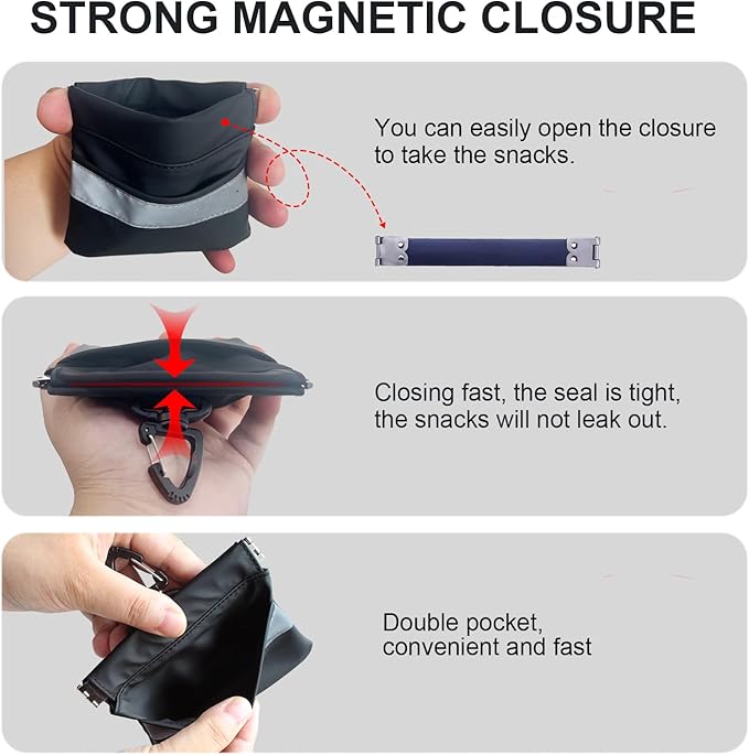 Freeze-Dried Rabbit Blood and Dogs Treat Pouch Bag,High Protein Freeze-Dried Pet Food for Dogs Cats,Supplemental Iron.Portable Pet Pocket Waist Clip Bag,ncludes Clip and Carabiner
