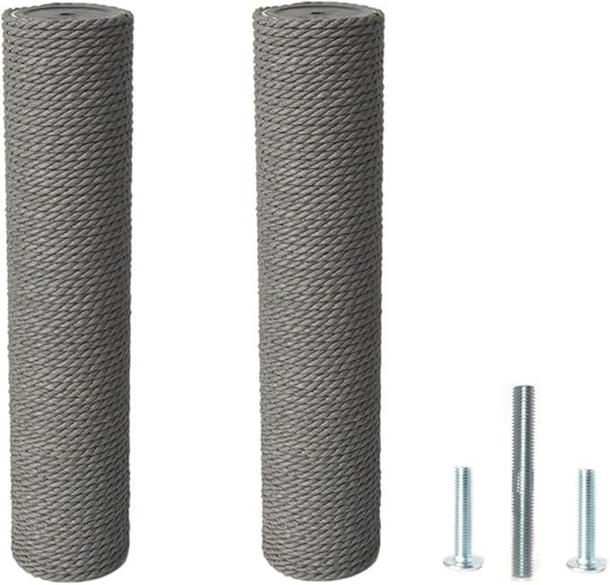 2Pcs M10 Cat Tree Replacement Post - Gray Kraft Paper Cat Scratching Post Replacement Pole DIY M10 Bolt Sturdy PVC Tubes Screws Included (3.46 * 11.8")