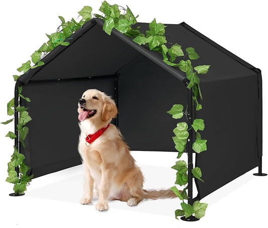 Large Dog Shade for Outside - LitaiL Outdoor Dog Kennel for Small Dogs, 47.2" x 47.2" x 39.4" Outdoor Sun Rain Canopy Pet House, Waterproof Pet Canopy Shelter for Small Animals, Black