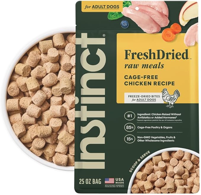 Instinct FreshDried Bites, Natural Freeze-Dried Dog Food, Grain Free - Cage-Free Chicken, 25 oz. Bag