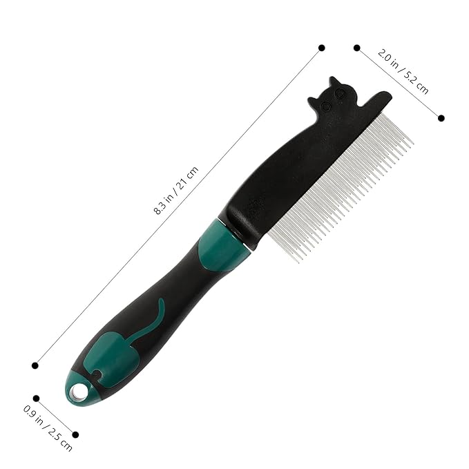 Dog Comb and Grooming Comb Stainless Steel De-shedding Tool with Fine Teeth for Tangles Removal, Portable Reusable Pet Hair Brush for Dogs and Cats, Household Grooming Supplies,