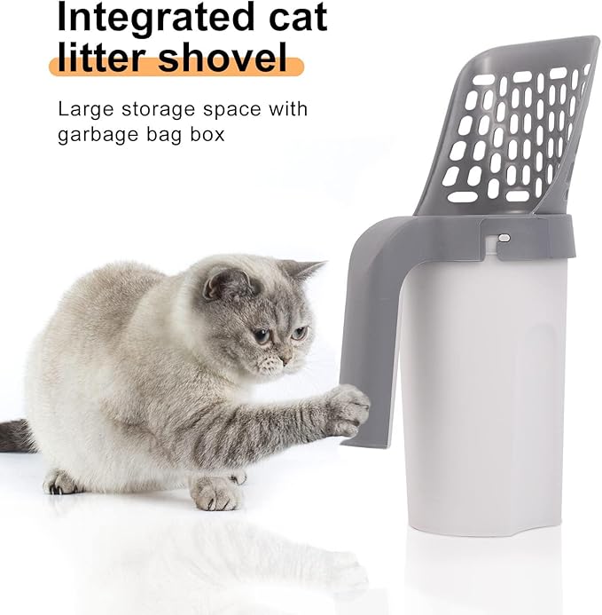 Cat Litter Shovel, Pet Poop Shovel Litter Scoop Cat Litter Sand Shovel with Storage Box Cat Litter Sifter Scooper System