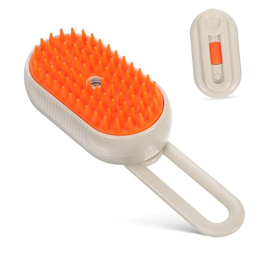 Cat Grooming Brush with Spray Function Rotatable Handle Pet Shedding Tool for Long Haired Dogs Indoor Cats Compact Design for Effortless Grooming Sessions
