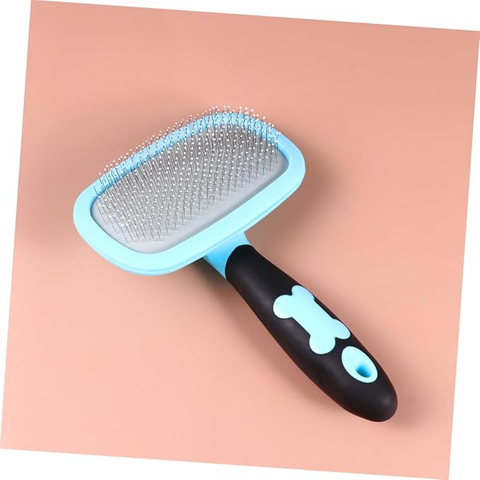 Rotatable Pet Grooming Comb Comfortable Massager Tool for Dogs Cats Large Blue with Dots Hair Removal Tangle Cleaning