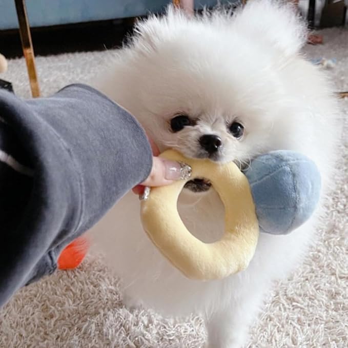 Squeaky Stuffed Engagement Rings Shape Dog Chew Toy Soft Cleaning Massage Supplies Pet Plush Rings Molar Pet Supplies (Style-B)
