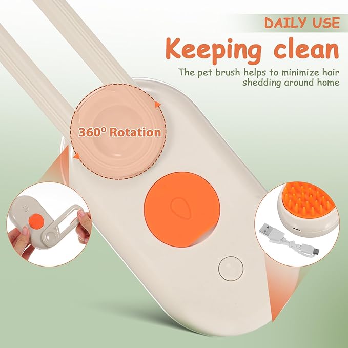 YARNOW Pet Shedding Brush and Cat Grooming Brush with Rotating Design Khaki Color Detachable Hair Removal Comb for Long and Short Haired Dogs and Cats for Pet Grooming