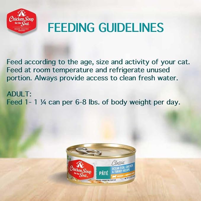 Chicken Soup for the Soul All Natural Premium Mature/Senior Wet Cat Food, Real Meat First Ingredient, No By-Products/Artificial Colors/Flavors/Preservatives, Chicken & Turkey Pate, 5.5oz (Pack of 24)