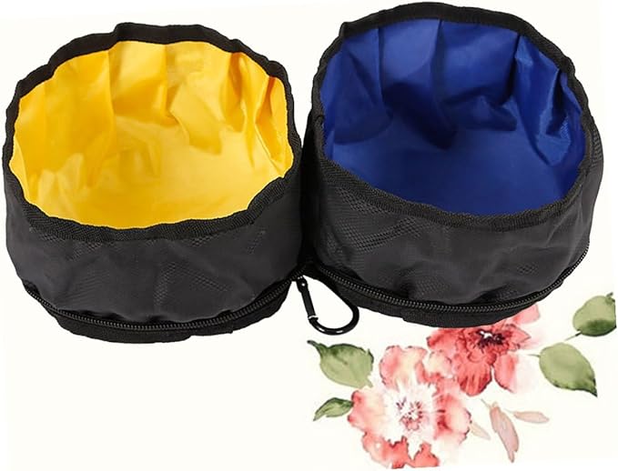 Toddmomy Portable Pet Double Bowls Foldable Dog Food and Water Bowls Outdoor Travel Feeding Supplies for Dogs and Cats