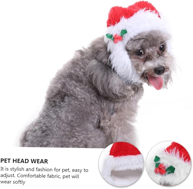 SHINEOFI Christmas Pet Headwear Ribbon Collar, Small Size Festive Dog Neck Accessory, Soft Fabric Christmas Pet Hat for Holiday Dress-up and Party Supplies