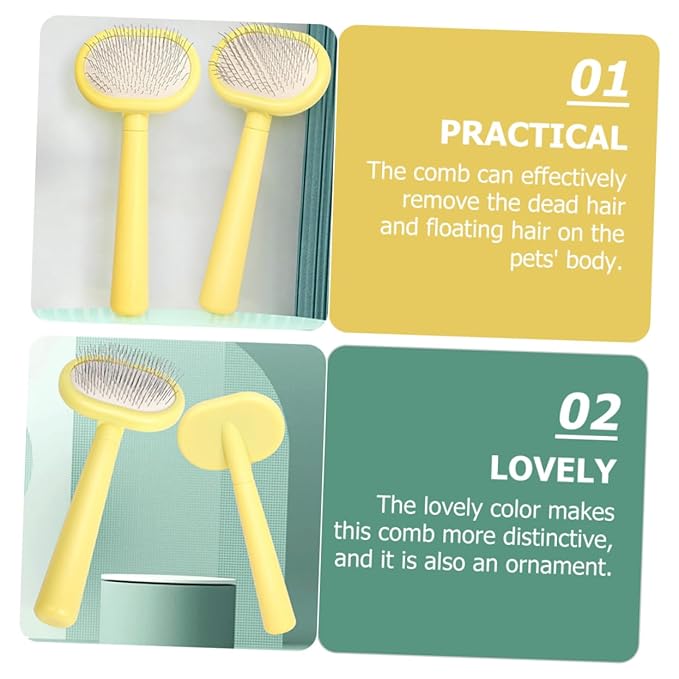 Toyvian Plastic Cat and Dog Grooming Comb Long Handled Loose Hair Remover for Matted Pet Supplies for Daily Grooming and Bathing Cat Comb Massage Effect