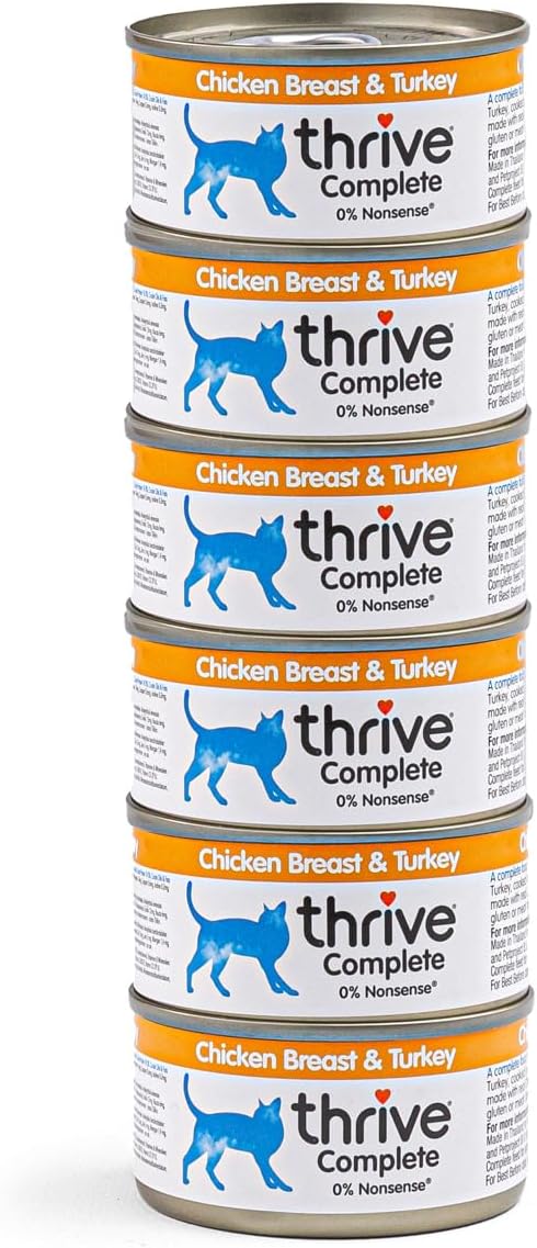 thrive Complete 100% Natural Multiple Flavors Food for Cats (6 Packs, Chicken and Turkey)