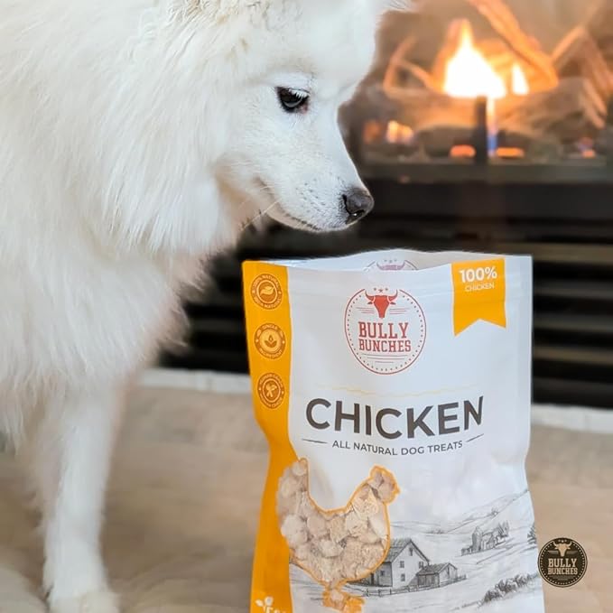 Bully Bunches Freeze Dried Chicken Dog Treats - Made in USA, Human Grade, Natural Single Ingredient, High Protein Training Treats for Dogs, All Breeds Pet Treat, Grain Free - 3.53 oz