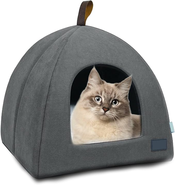 Portable Foldable Pet Tent Cave Bed with Mat, Large Indoor Cat House, Breathable Kitten Dog Sleeping Shelter