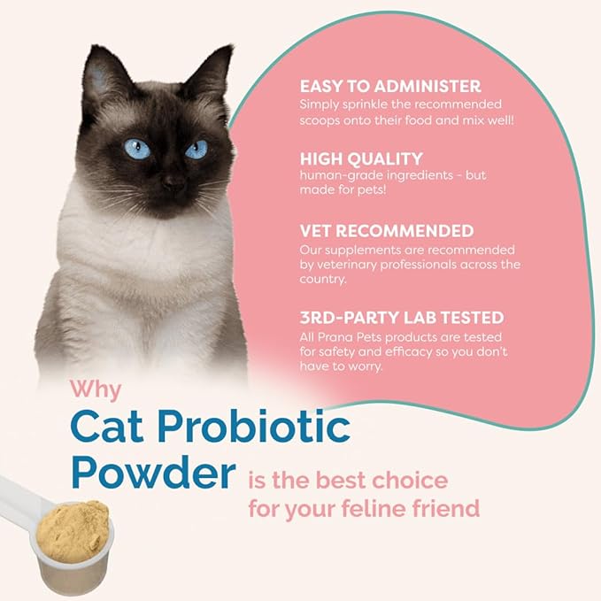 PranaPets Cat Probiotic Powder | Digestive Aid and Immune Support for Cats