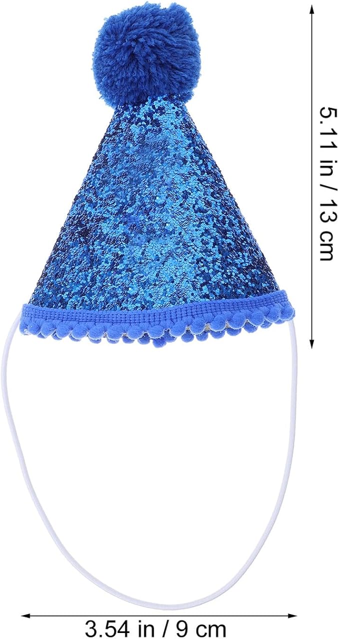 Pet Birthday Party Hat and Bow Tie Set with Sequins, Small Blue Plush Hat with Number and Sapphire Blue Bowknot for Puppy and Dog Party Supplies