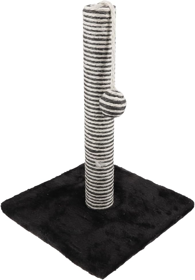Cabilock Vertical Cat Scratching Post with Jute Sisal Rope, Black Kitten Scratcher Tower with Ball, Sturdy Floor Scratching Pole for Indoor Cats and Kittens