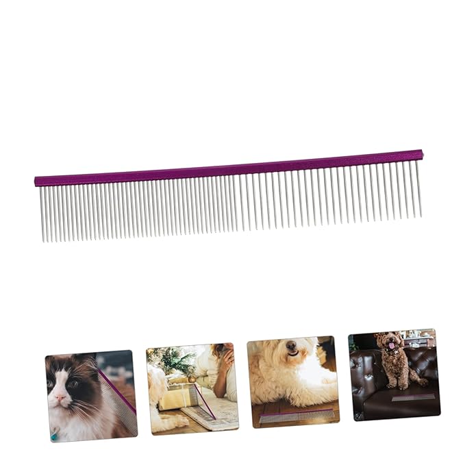 Daily Use Pet Grooming Comb Wear-resistant Dog Hair Comb Ergonomic Design Lightweight and Portable Pet Supply for Cats and Dogs Purple