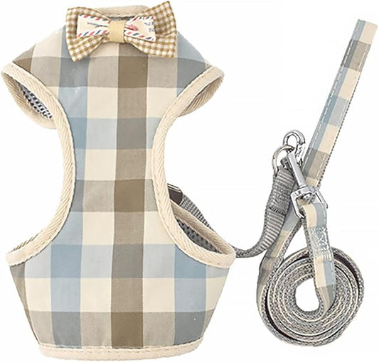 Pet Vest Harness Leash Plaid Breathable Mesh Vest Medium Size Dog Cat Puppy Walking Supply