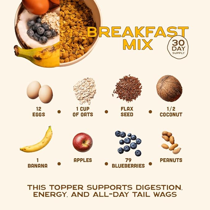 Smart Cookie Natural Dog Food Topper - Breakfast - Egg Dog Meal Mixers for All Ages - Food Topper for Picky Eaters and Boosting Nutrition - Non GMO, Made in The USA - 15 oz Bag (30 Day Supply)