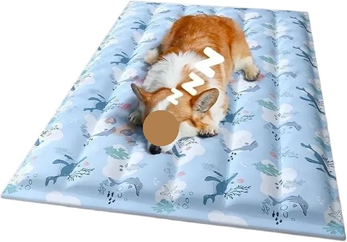 Pet Ice Mat Dog Summer Cushion Bed Sleeping Floor Cooling Supplies Nest for(Light Yellow.,90 60cm)