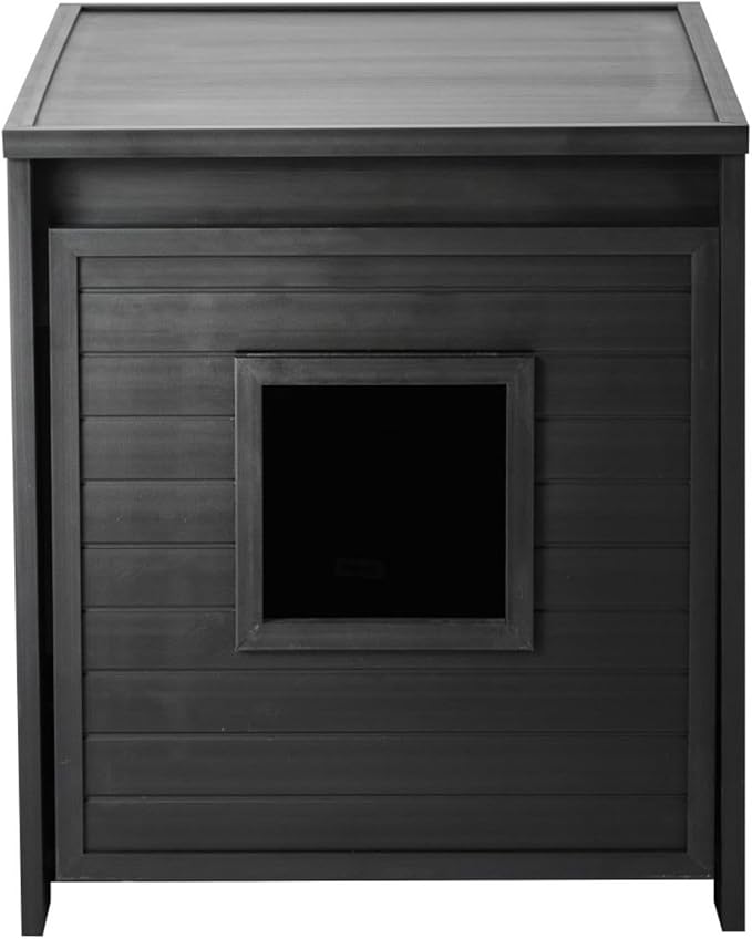 New Age Pet ECOFLEX Freedom Litter Loo Moisture‑Resistant Enclosure & End‑Table, Non‑Toxic, Pull Out Drawer, Indoor Cat Furniture, Espresso Black